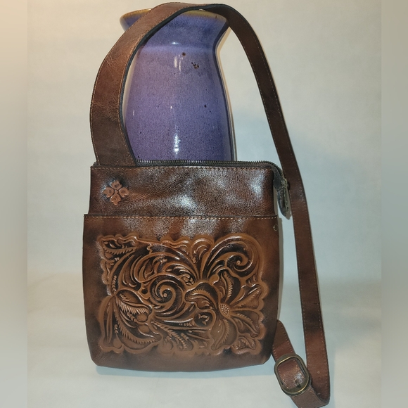 EUC Patricia Nash Sling Tuscan Crossbody Bag-Florence Brown - Picture 1 of 8